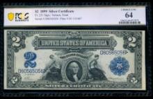 1899 $2 Mini Porthole Silver Certificate PCGS 64