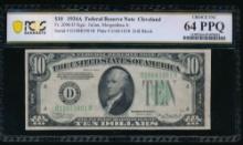 1934A $10 Cleveland FRN PCGS 64PPQ