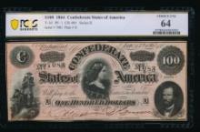 1864 $100 T-65 Confederate PCGS 64