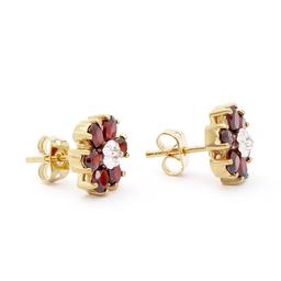 Plated 18KT Yellow Gold1.92cts Garnets and Diamond Earrings