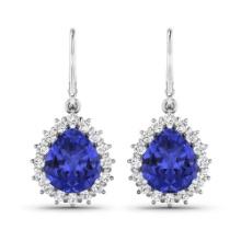 14KT White Gold 2.88ctw Tanzanite and Diamond Earrings