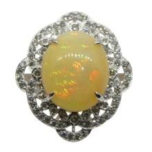 Breathtaking 5.55 Ct Natural Opal Platinum Ring