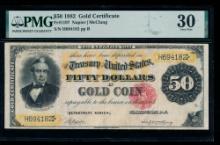 1882 $50 Gold Certificate PMG 30