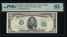 1950D $5 Chicago FRN PMG 65EPQ