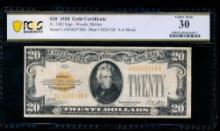 1928 $20 Gold Certificate PCGS 30