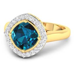 14KT Yellow Gold 2.15ctw London Blue Topaz and Diamond Ring