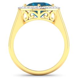 14KT Yellow Gold 2.15ctw London Blue Topaz and Diamond Ring