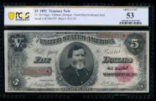 1891 $5 Treasury Note PCGS 53