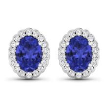 14KT White Gold 1.24ctw Tanzanite and Diamond Earrings
