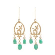 Plated 18KT Yellow Gold and Sterling Silver 3.60ctw Emerald Earrings