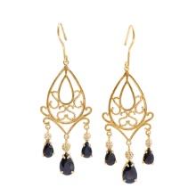 Plated 18KT Yellow Gold and Sterling Silver 5.27ctw Sapphire Earrings
