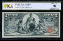 1896 $2 Educational Silver Certificate PCGS 58