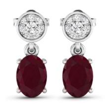 14KT White Gold 1.7ctw Ruby and Diamond Earrings