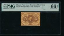 5 Cent First Issue Fractional PMG 66EPQ