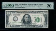 1928 $500 St Louis FRN PMG 20