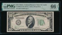 1934A $10 St Louis FRN PMG 66EPQ