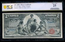 1896 $2 Educational Silver Certificate PCGS 25