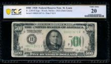 1928 $500 St Louis FRN PCGS 20