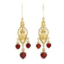Plated 18KT Yellow Gold and Sterling Silver 2.90ctw Garnet Earrings