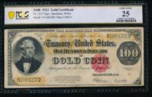 1922 $100 Gold Certificate PCGS 25