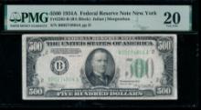 1934A $500 New York FRN PMG 20