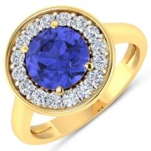 14KT Yellow Gold 2.02ct Tanzanite and Diamond Ring