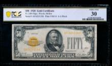 1928 $50 Gold Certificate PCGS 30