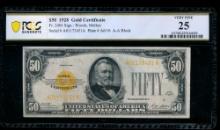 1928 $50 Gold Certificate PCGS 25
