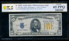 1934A $5 N Africa Silver Certificate PCGS 65PPQ
