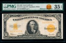 1922 $10 Gold Certificate PMG 35EPQ