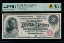 1886 $2 Silver Certificate PMG 45EPQ