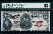 1907 $5 Legal Tender Note PMG 63EPQ