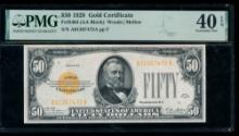 1928 $50 Gold Certificate PMG 40EPQ