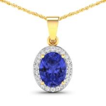 14KT Yellow Gold 1.6ctw Tanzanite and Diamond Pendant