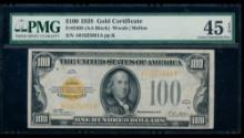 1928 $100 Gold Certificate PMG 45EPQ