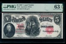 1907 $5 Legal Tender Note PMG 63EPQ