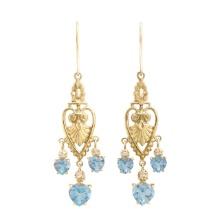 Plated 18KT Yellow Gold and Sterling Silver 4.07ctw Blue Topaz Earrings