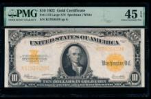 1922 $10 Gold Certificate PMG 45EPQ