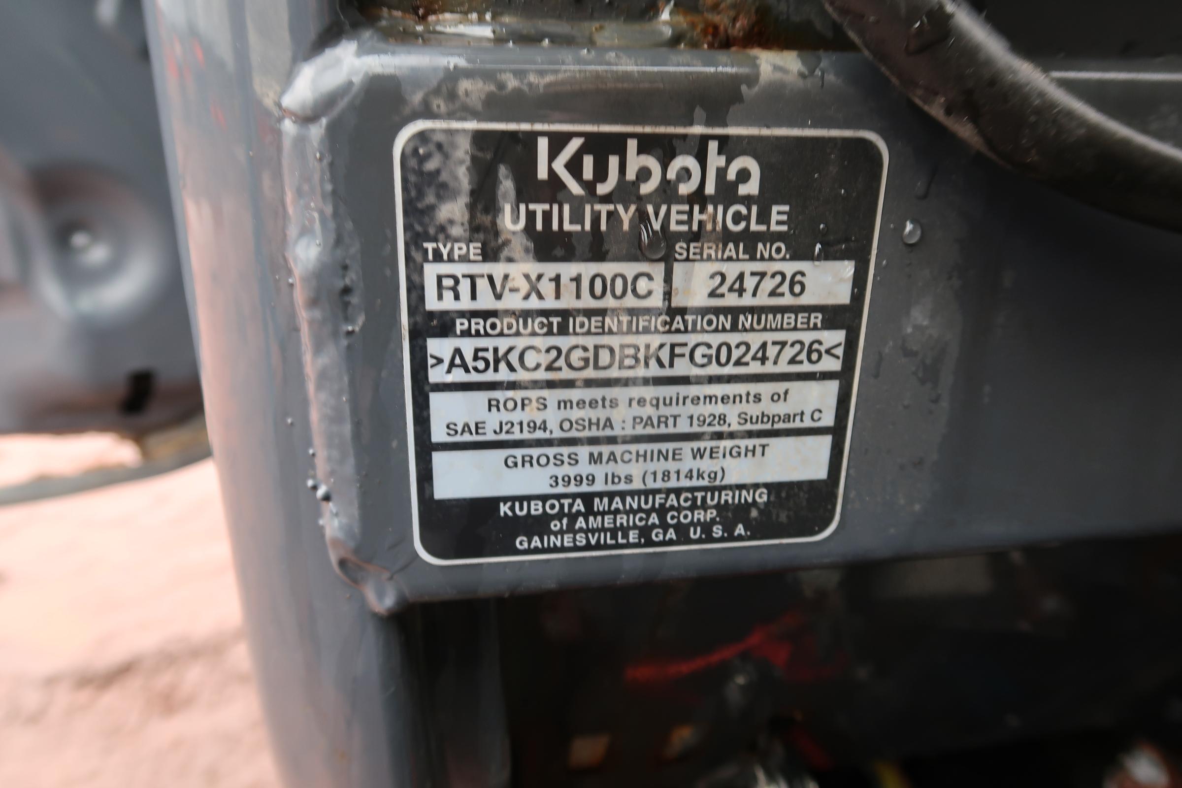 2015 KUBOTA RTV-X1100CWL-H UTILITY VEHICLE