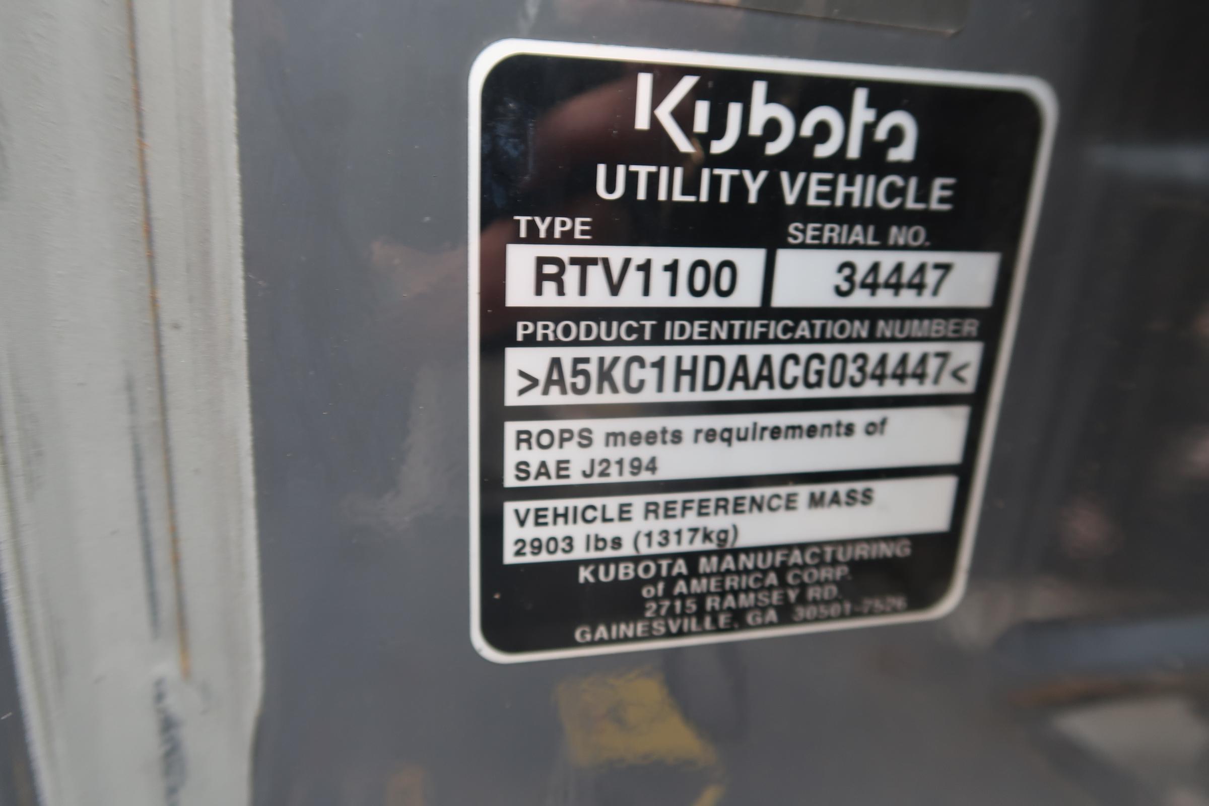 2013 KUBOTA RTV-X1100CWL-H UTILITY VEHICLE