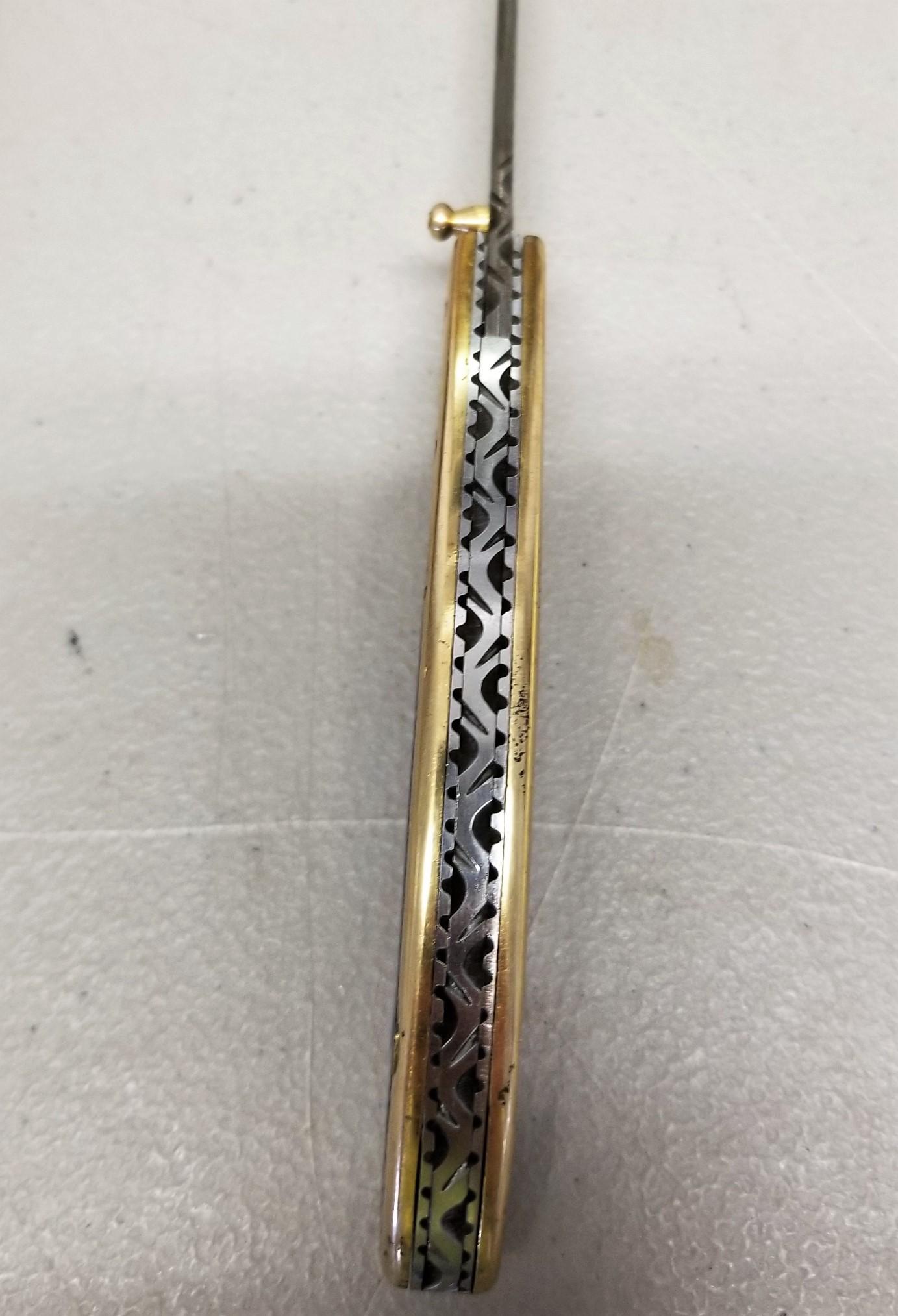 Custom Damascus Steel Folding Knife in Case