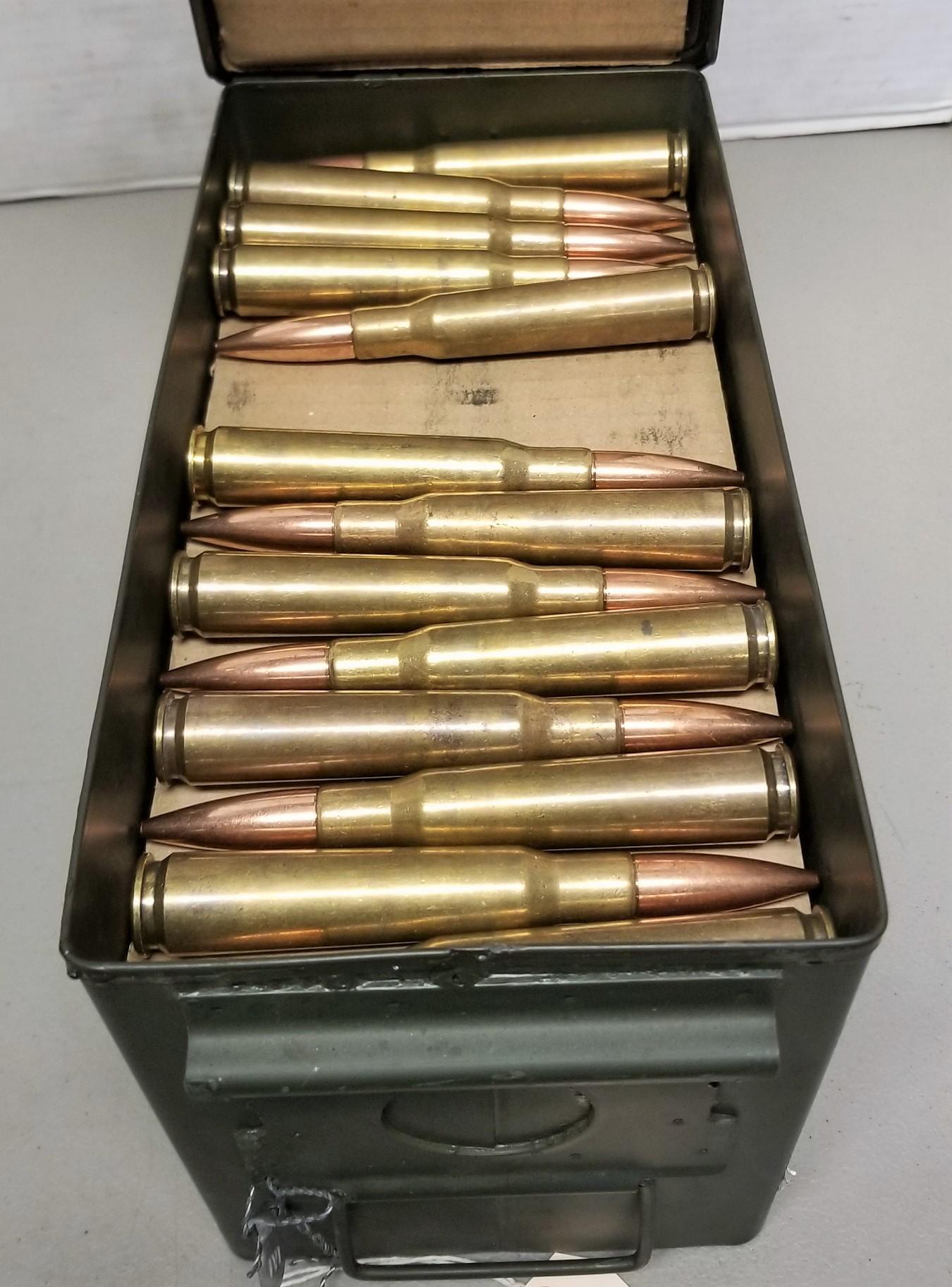 50 Cal BMG Ammunition in Metal Ammo Box