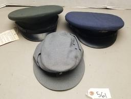 (3) Assorted Military Hats
