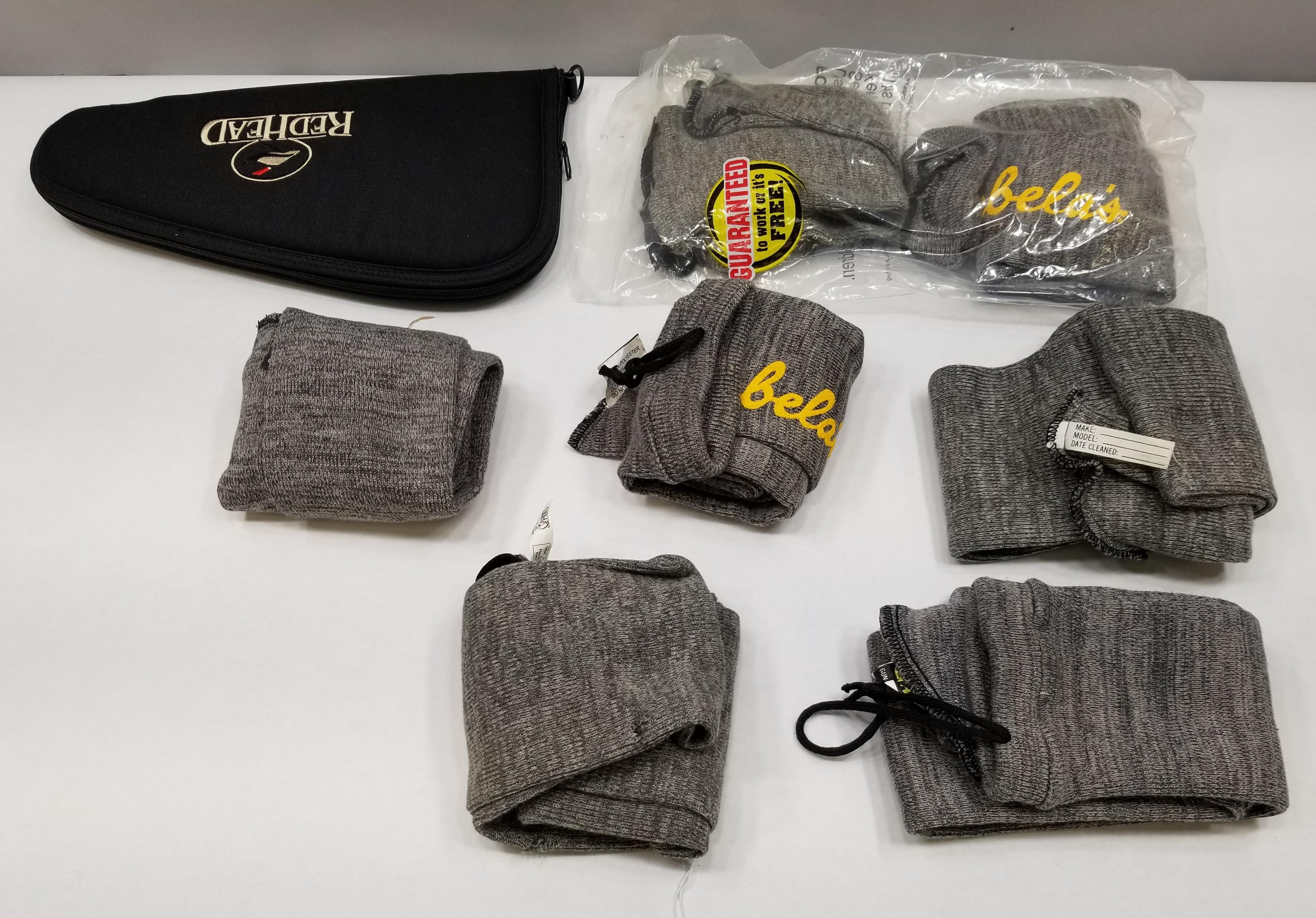(7) Used Assorted Gun Socks & Pistol Case