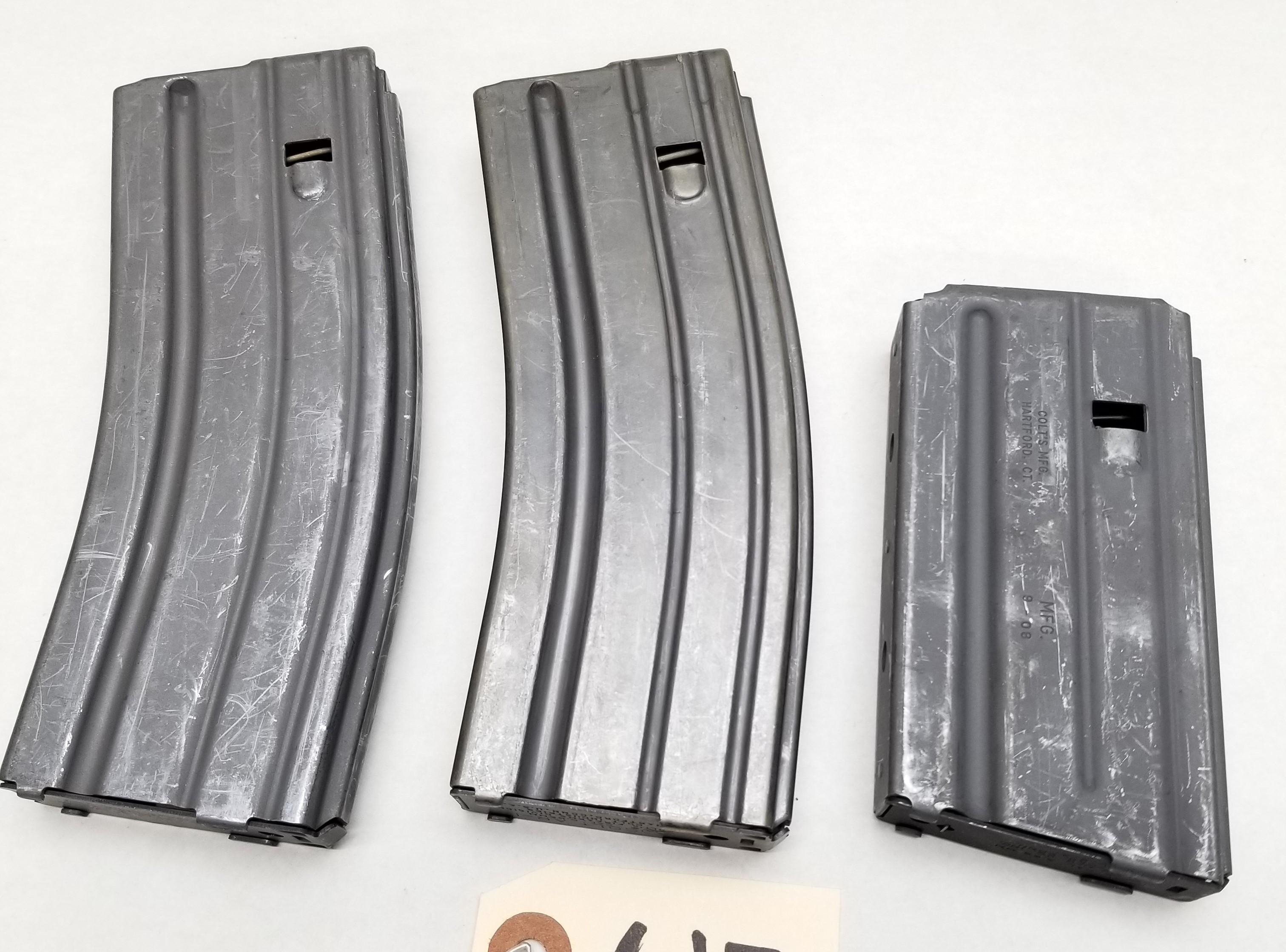 (3) Colt Factory AR-15 Steel Rifle Mags