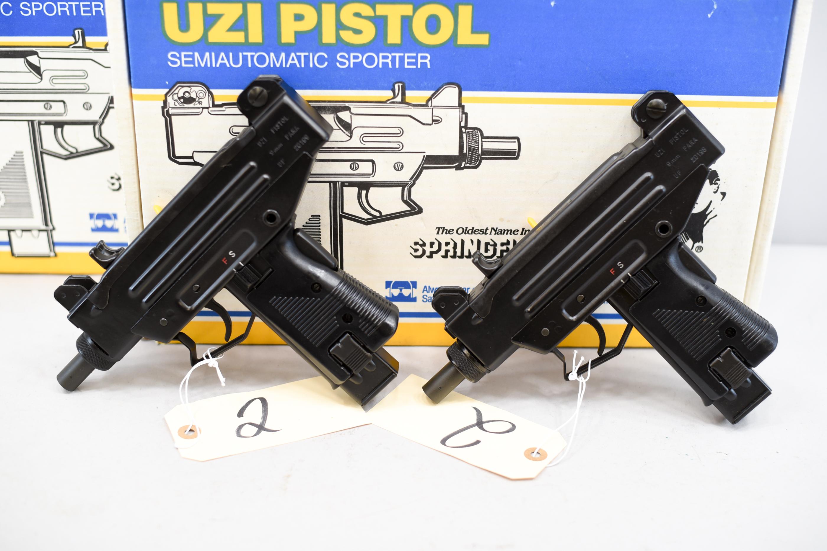 (R) Consecutive Springfield IMI 9mm Uzi Pistols