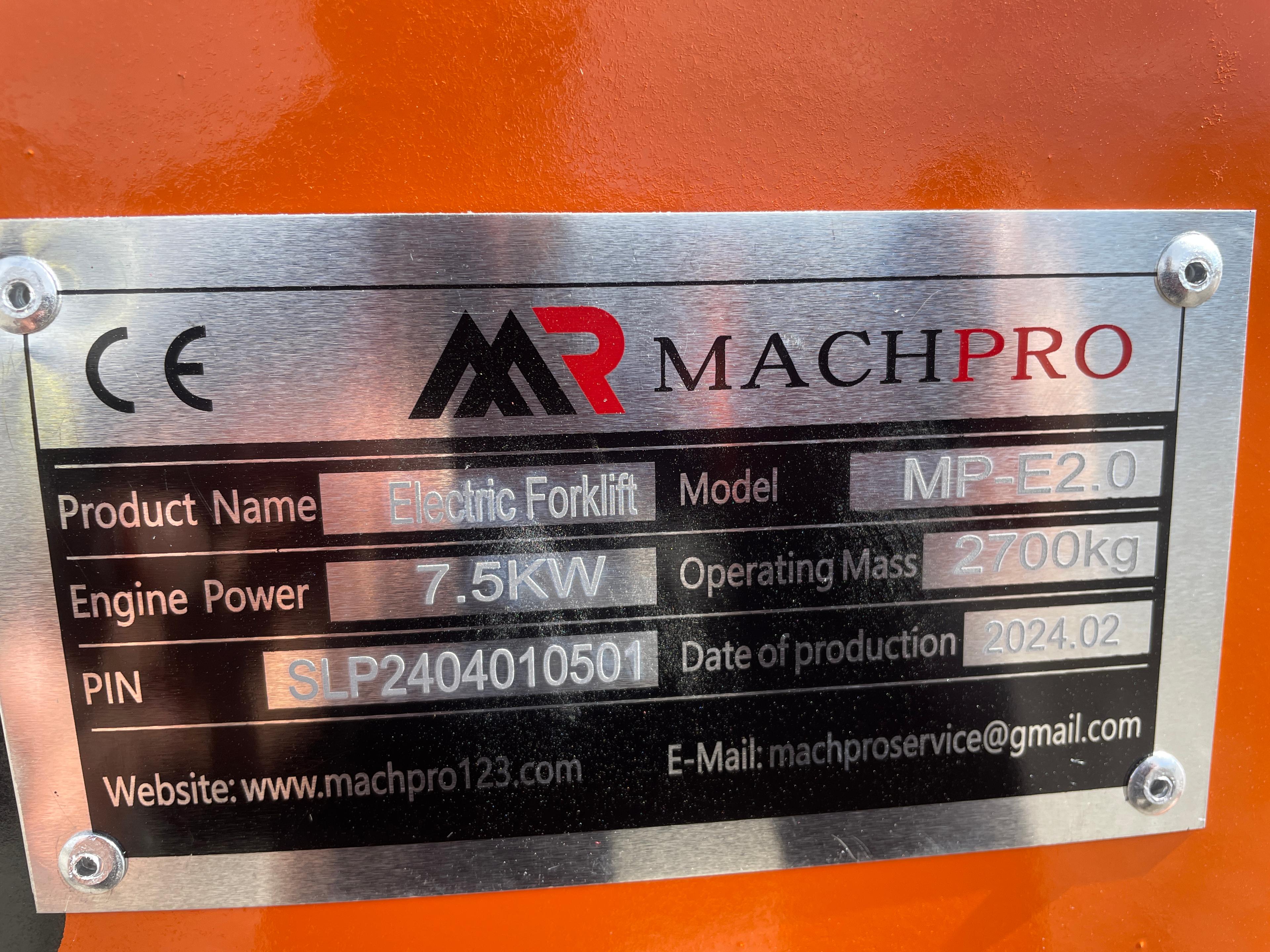 2024 MachPro MPE2.0 4,000 IB Electric Forklift