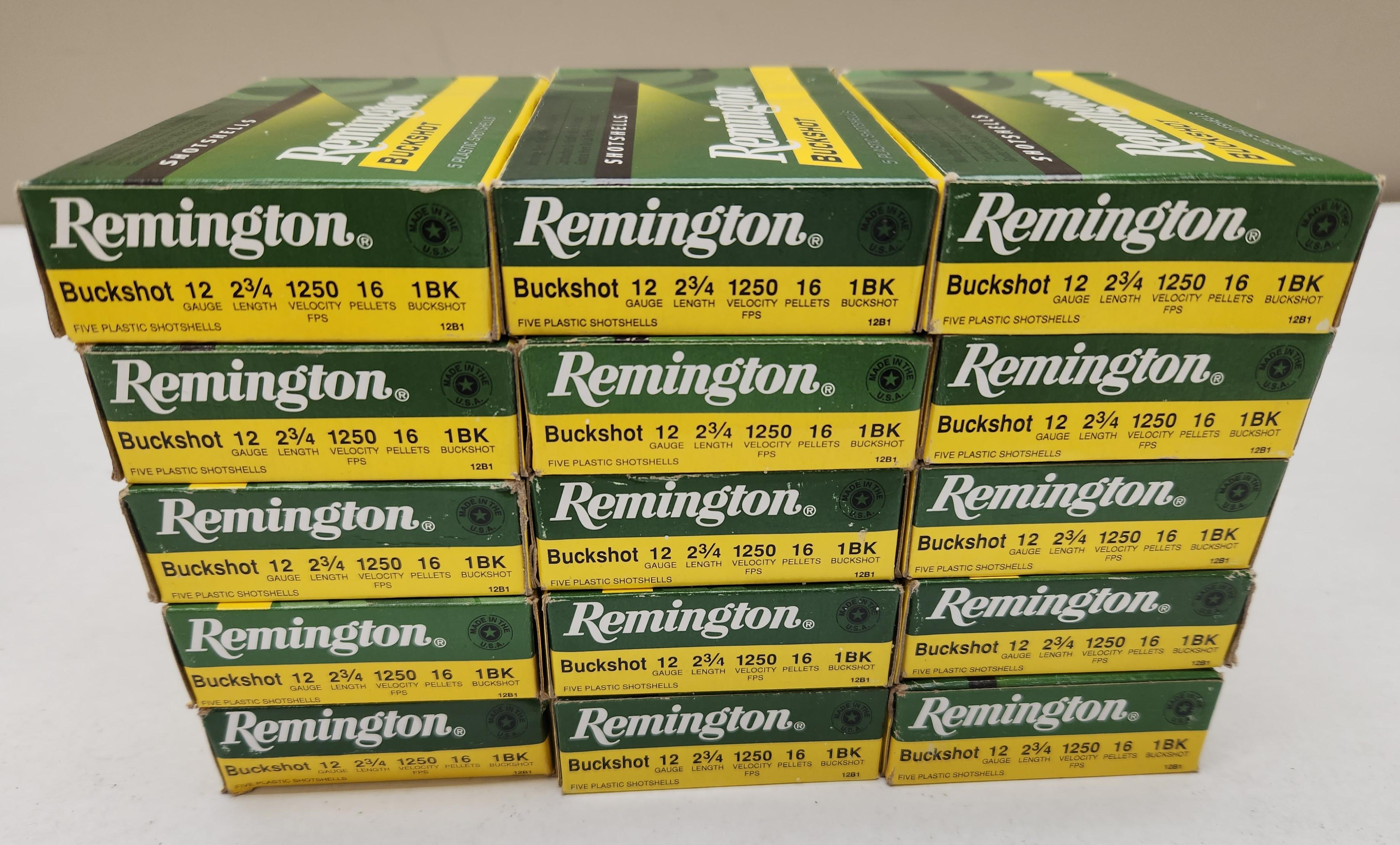 (75Rds.) REMINGTON 12GA 2-3/4" #1 BUCKSHOT AMMO