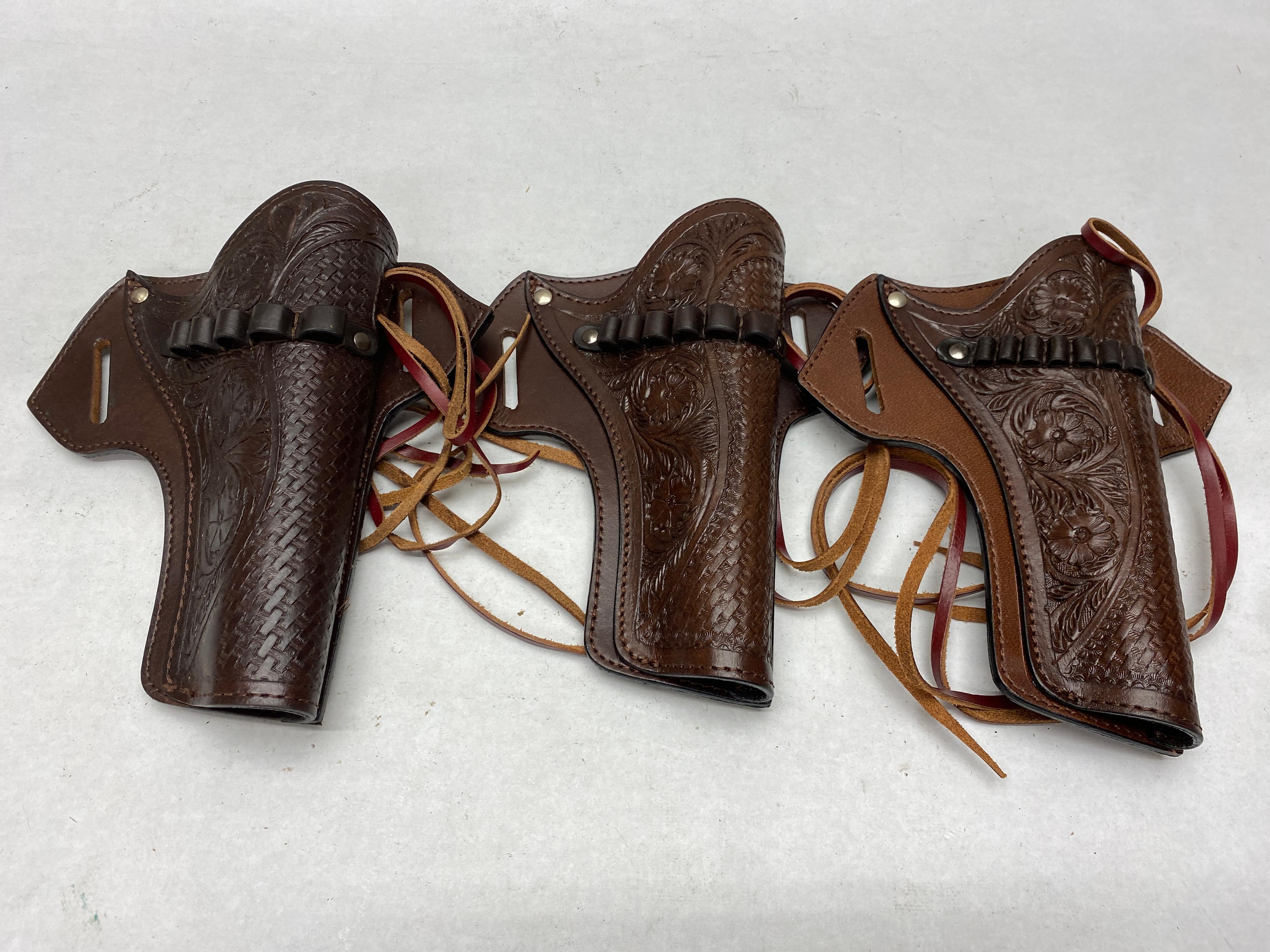 (3Pcs.) LEATHER SINGLE ACTION REVOLVER HOLSTERS