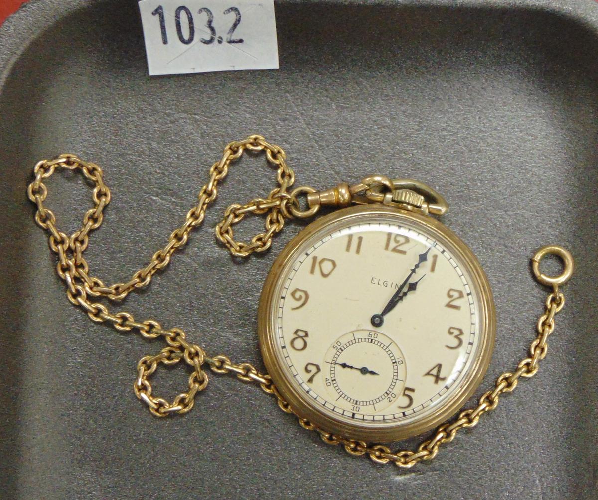 Elgin Pocket Watch with Chain.